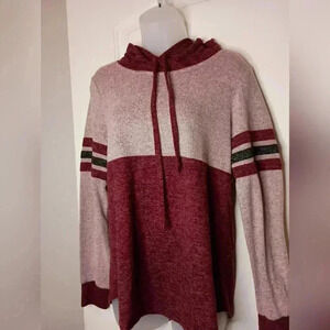 urbanology Casual Everyday Pink Red Colorblock XL‎ oversized boxy hoodie (#678)